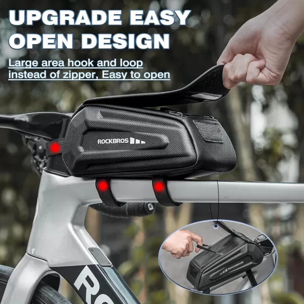 imageROCKBROS Bike Bag Phone Mount Bag Bicycle Accessories Pouch EVA Waterproof Bike Phone Holder Top Tube Front Frame Bag Handlebar Bags Compatible Phones Under 68BlackHook and Loop