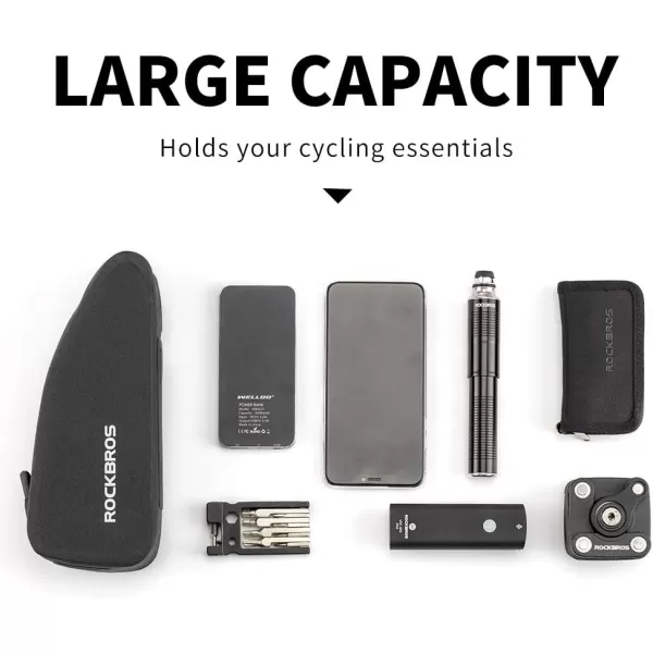 imageROCKBROS Bike Bag Top Tube Bike Frame Bag Waterproof Two Zipper Pockets Bike Pouch Top Tube Bike Bags for BicyclesBlack