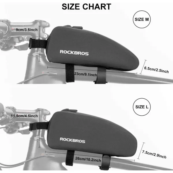 imageROCKBROS Bike Bag Top Tube Bike Frame Bag Waterproof Two Zipper Pockets Bike Pouch Top Tube Bike Bags for BicyclesBlack