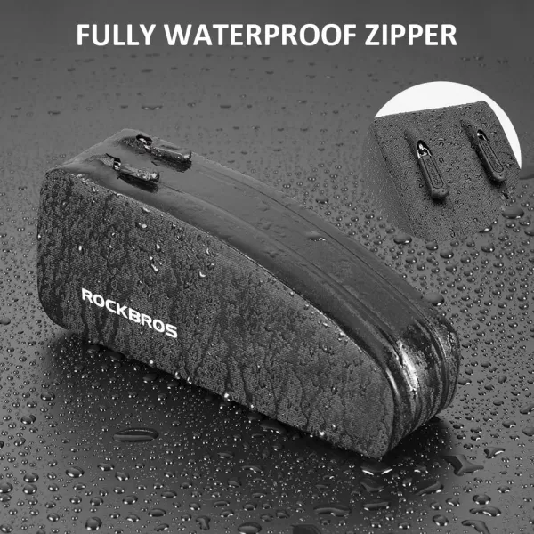 imageROCKBROS Bike Bag Top Tube Bike Frame Bag Waterproof Two Zipper Pockets Bike Pouch Top Tube Bike Bags for BicyclesBlack
