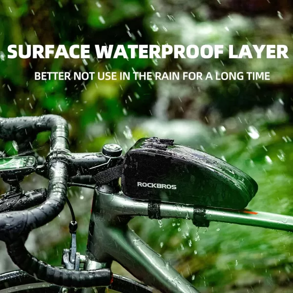 imageROCKBROS Bike Bag Top Tube Bike Frame Bag Waterproof Two Zipper Pockets Bike Pouch Top Tube Bike Bags for BicyclesBlack