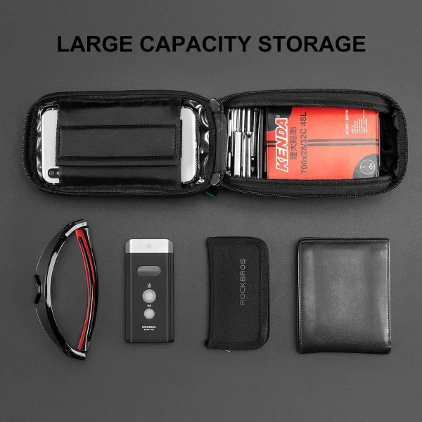 imageROCKBROS Bike Bag Top Tube Waterproof Bicycle Frame Bag Touch Screen Bike Pouch Bike Cell Phone Holder for Iphone 12 11 7 8 Plus Xs Max Below 67