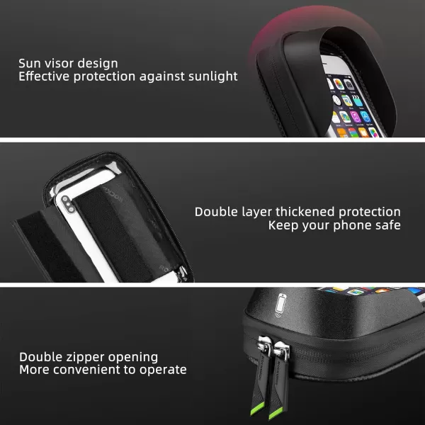 imageROCKBROS Bike Bag Waterproof Top Tube Phone Bag Front Frame Mountain Bicycle Touch Screen Cell Phone Holder Pouch Compatible with iPhone X 8 Plus 7Large