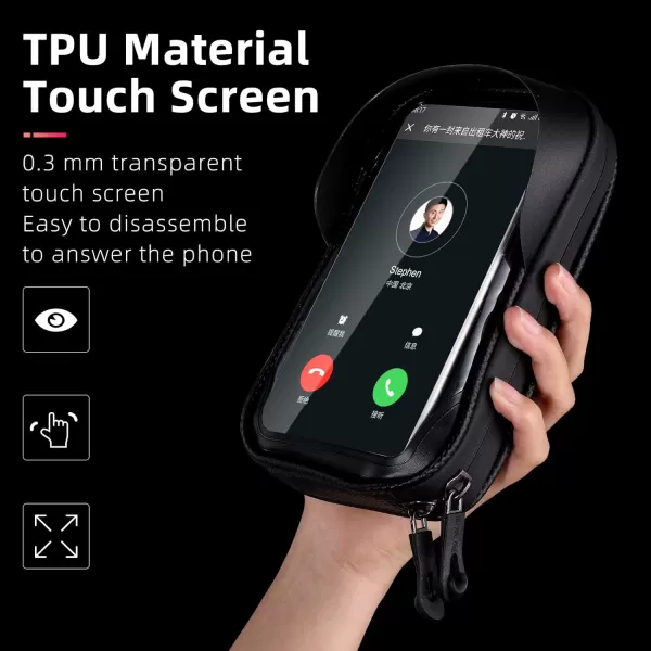 imageROCKBROS Bike Bag Waterproof Top Tube Phone Bag Front Frame Mountain Bicycle Touch Screen Cell Phone Holder Pouch Compatible with iPhone X 8 Plus 7Large