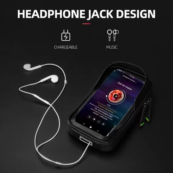 imageROCKBROS Bike Bag Waterproof Top Tube Phone Bag Front Frame Mountain Bicycle Touch Screen Cell Phone Holder Pouch Compatible with iPhone X 8 Plus 7Large