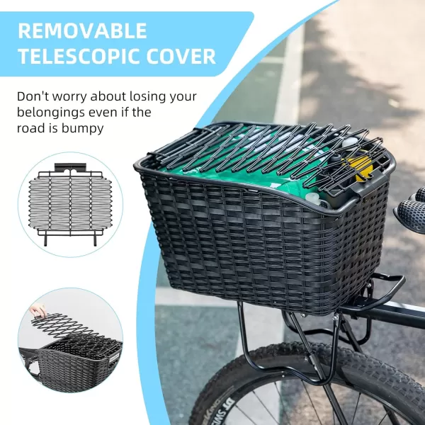 imageROCKBROS Bike Basket Rear Durable Bicycle Rack Baskets Lightweight Bike Cargo Basket with 30L Large Capacity Easy to Install