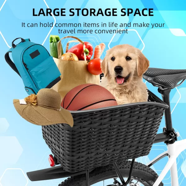 imageROCKBROS Bike Basket Rear Durable Bicycle Rack Baskets Lightweight Bike Cargo Basket with 30L Large Capacity Easy to Install