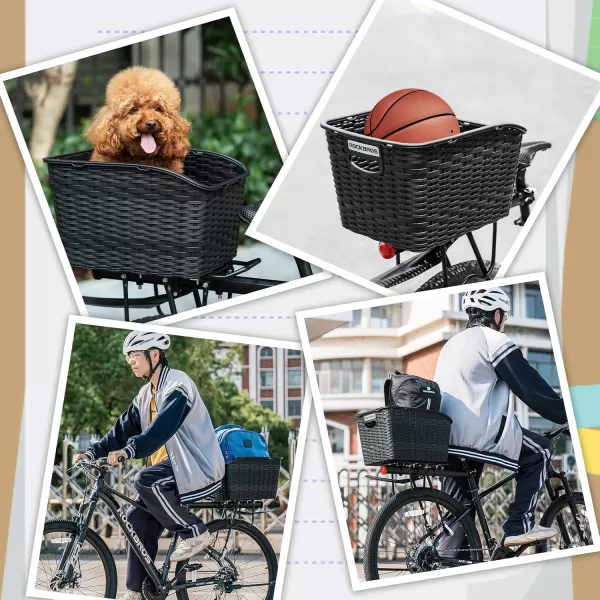 imageROCKBROS Bike Basket Rear Durable Bicycle Rack Baskets Lightweight Bike Cargo Basket with 30L Large Capacity Easy to Install