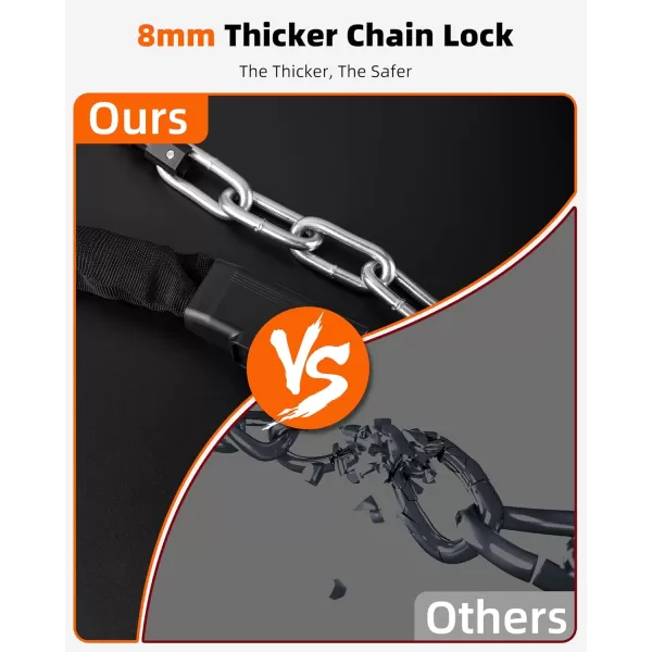imageROCKBROS Bike Chain Lock Heavy Duty AntiTheft Bicycle Chain Lock with Key 3 Feet Long 8mm Thicker Bike Lock Chain for Electric Bike Bicycle Motorcycle Scooter Door Gate Fence