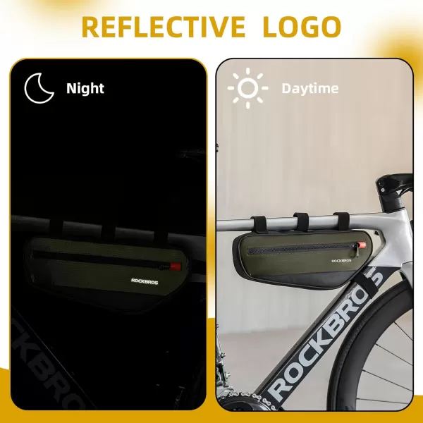 imageROCKBROS Bike Frame Bag Bike Handlebar Bag Bike Bag with Large Opening Zippers Bike Pounch For Mountain Road Bike Quick Release 15L