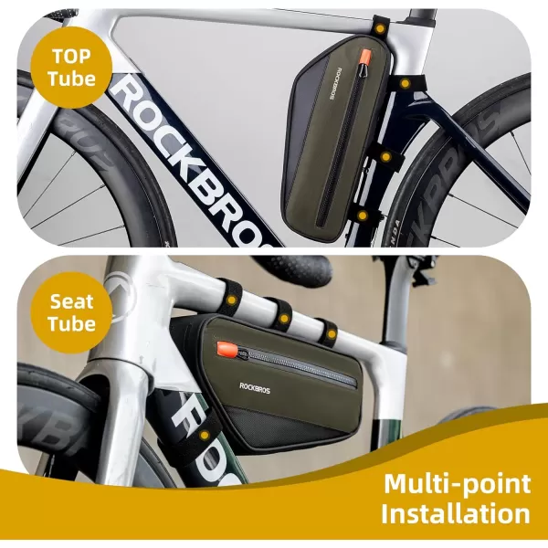 imageROCKBROS Bike Frame Bag Bike Handlebar Bag Bike Bag with Large Opening Zippers Bike Pounch For Mountain Road Bike Quick Release 15L