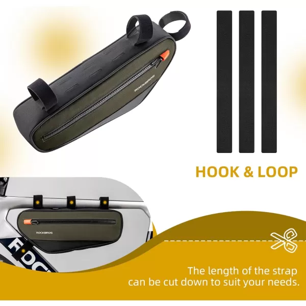 imageROCKBROS Bike Frame Bag Bike Handlebar Bag Bike Bag with Large Opening Zippers Bike Pounch For Mountain Road Bike Quick Release 15L