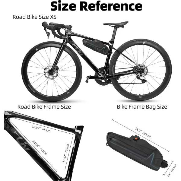 imageROCKBROS Bike Frame Bag Bike Triangle Bag Water Resistant Bicycle Under Top Tube Bag Colorful Reflective 15L Large Capacity Bike Storage Bag for Mountain Road Bike Tools Accessories