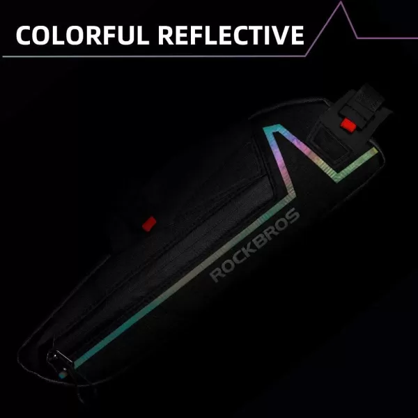 imageROCKBROS Bike Frame Bag Bike Triangle Bag Water Resistant Bicycle Under Top Tube Bag Colorful Reflective 15L Large Capacity Bike Storage Bag for Mountain Road Bike Tools Accessories