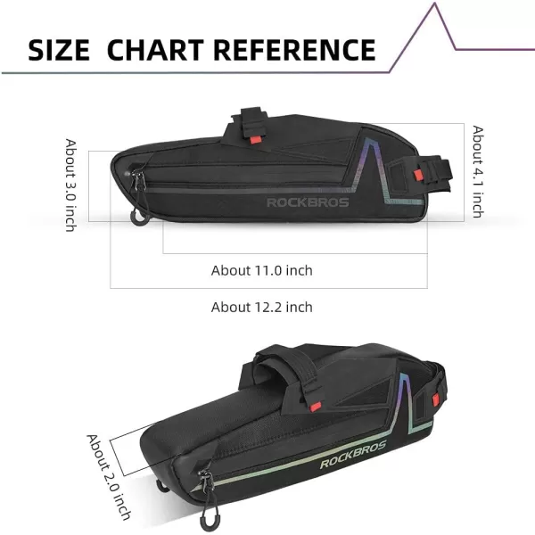 imageROCKBROS Bike Frame Bag Bike Triangle Bag Water Resistant Bicycle Under Top Tube Bag Colorful Reflective 15L Large Capacity Bike Storage Bag for Mountain Road Bike Tools Accessories