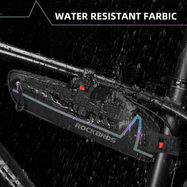 imageROCKBROS Bike Frame Bag Bike Triangle Bag Water Resistant Bicycle Under Top Tube Bag Colorful Reflective 15L Large Capacity Bike Storage Bag for Mountain Road Bike Tools Accessories