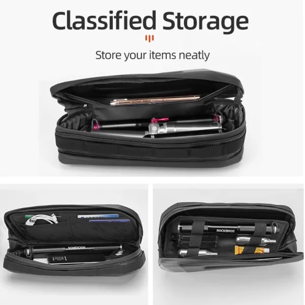 imageROCKBROS Bike Frame Bag Hard Shell EVA Bike Triangle Bag Bike Top Tube Bag 15L Capacity