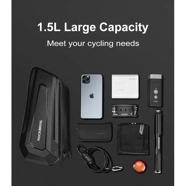 imageROCKBROS Bike Frame Bag Hard Shell EVA Bike Triangle Bag Bike Top Tube Bag 15L Capacity