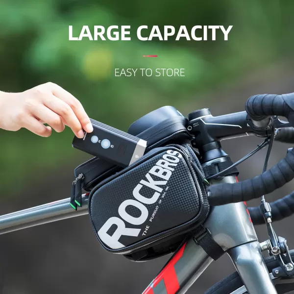imageROCKBROS Bike Frame Bag Waterproof Top Tube Phone Bag Touch Screen Cell Phone Holder Bicycle Pouch for Mountain ebike Road Bikes Compatible with iphone 11 12 13 8 X 10 XR Below 67