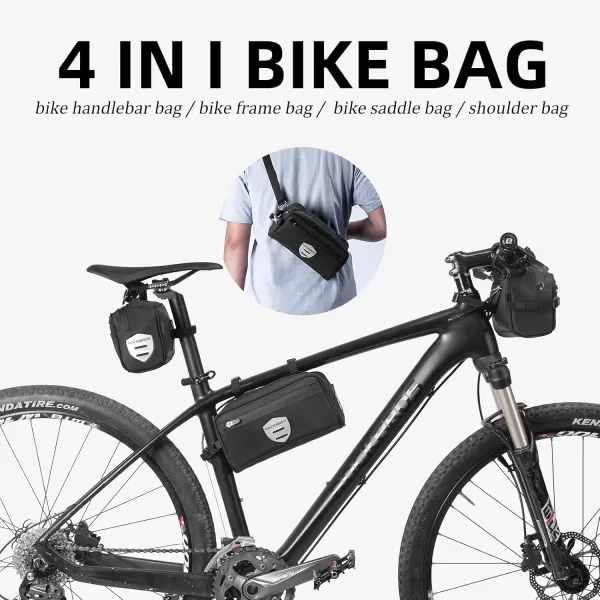 imageROCKBROS Bike Handlebar Bag Front Frame Bag Cycling Pouch Bicycle Top Tube Bag Storage Bag with Removable Shoulder Strap for Adults Road MTB Outdoor