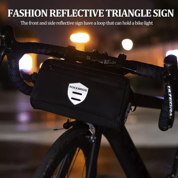 imageROCKBROS Bike Handlebar Bag Front Frame Bag Cycling Pouch Bicycle Top Tube Bag Storage Bag with Removable Shoulder Strap for Adults Road MTB Outdoor