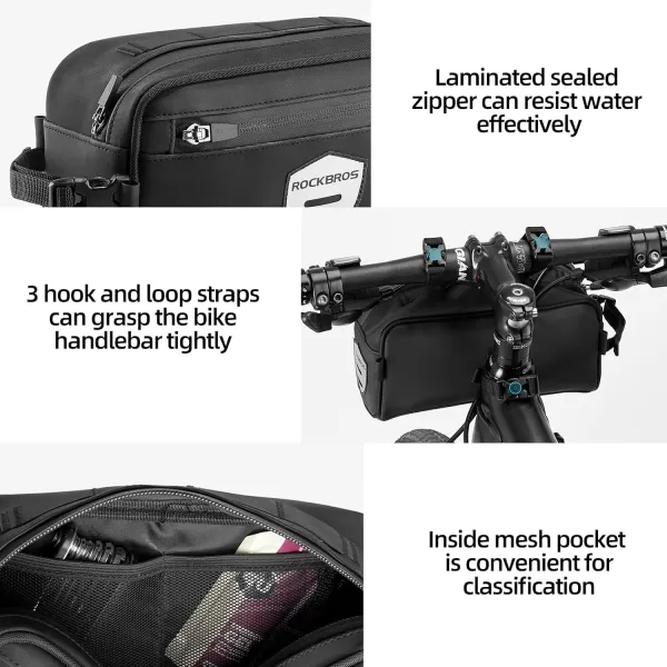 imageROCKBROS Bike Handlebar Bag Front Frame Bag Cycling Pouch Bicycle Top Tube Bag Storage Bag with Removable Shoulder Strap for Adults Road MTB Outdoor