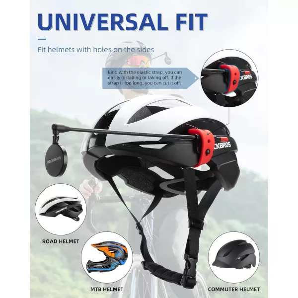 imageROCKBROS Bike Helmet Mirror Convex Mirror Aluminum Alloy Frame Detachable Design Bicycle Helmets Mirror Fits 90 Bicycle Helmets Ultra Lightweight Bike AccessoriesBlack