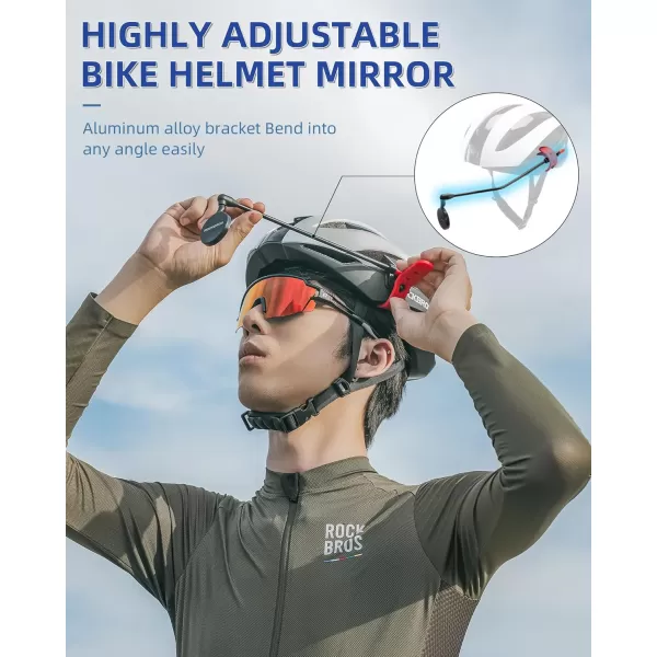 imageROCKBROS Bike Helmet Mirror Convex Mirror Aluminum Alloy Frame Detachable Design Bicycle Helmets Mirror Fits 90 Bicycle Helmets Ultra Lightweight Bike AccessoriesBlack
