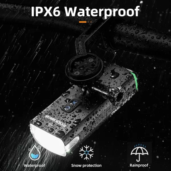 imageROCKBROS Bike Lights 10000mAh USBC Rechargeable Bike Lights for Night riding3000 Lumens Bright Bicycle LightsOver 24 Hours Runtime  IPX6 Waterproof Bike HeadlightHanging version