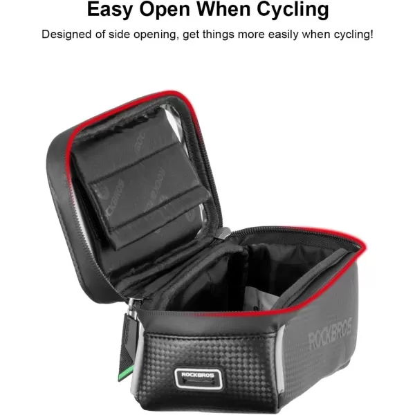 imageROCKBROS Bike Phone Bag Bike Pouch Top Tube Bag Bicycle Front Frame Bag Waterproof Bike Accessories Bag Phone Holder Compatible with iPhone Xs Max 11 Pro Plus Samsung S10