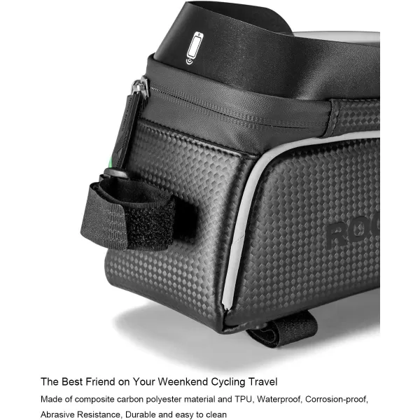 imageROCKBROS Bike Phone Bag Bike Pouch Top Tube Bag Bicycle Front Frame Bag Waterproof Bike Accessories Bag Phone Holder Compatible with iPhone Xs Max 11 Pro Plus Samsung S10