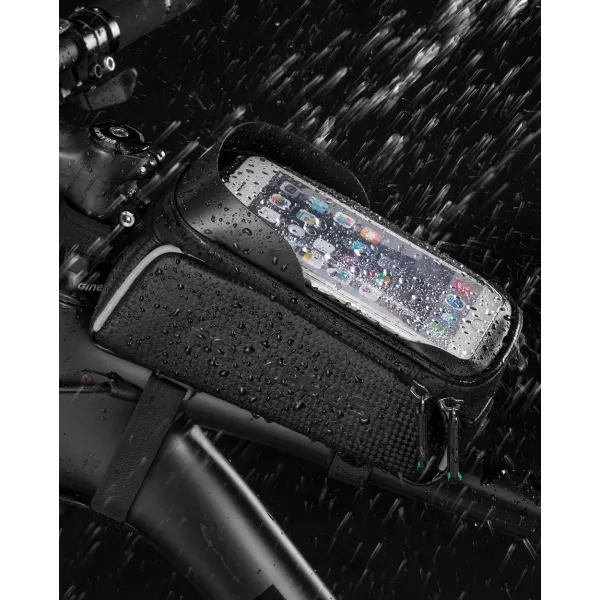 imageROCKBROS Bike Phone Bag Bike Pouch Top Tube Bag Bicycle Front Frame Bag Waterproof Bike Accessories Bag Phone Holder Compatible with iPhone Xs Max 11 Pro Plus Samsung S10