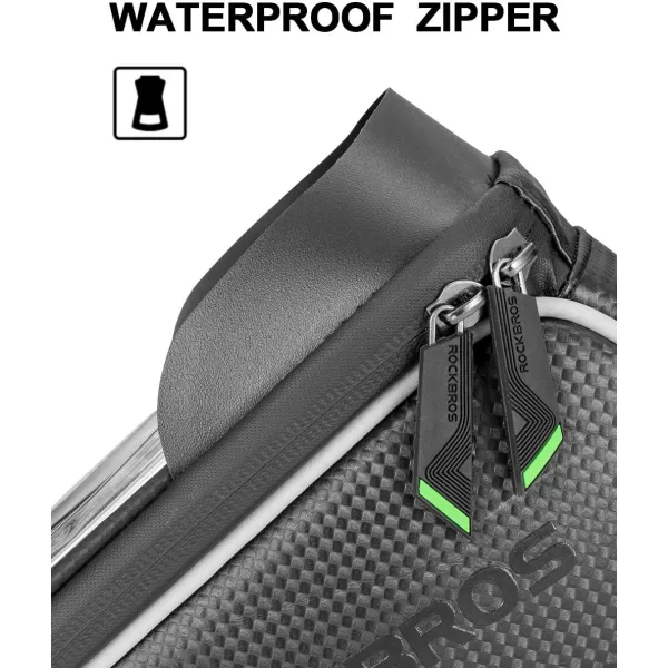 imageROCKBROS Bike Phone Bag Bike Pouch Top Tube Bag Bicycle Front Frame Bag Waterproof Bike Accessories Bag Phone Holder Compatible with iPhone Xs Max 11 Pro Plus Samsung S10
