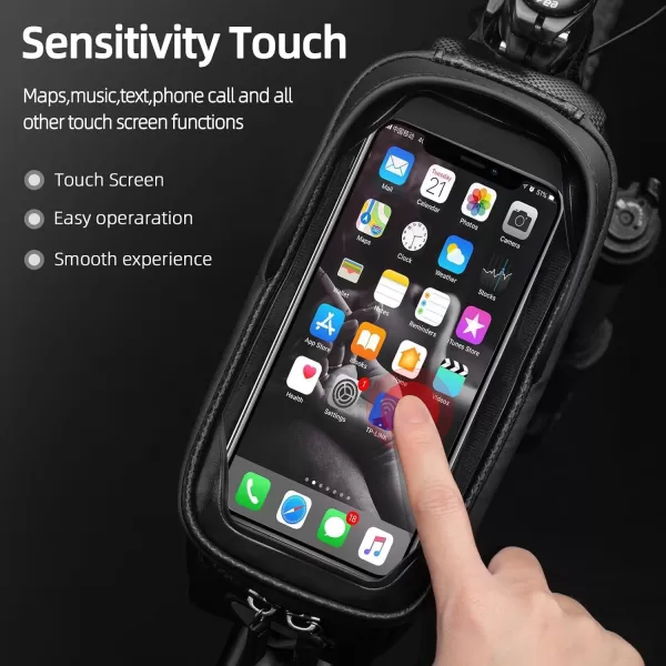imageROCKBROS Bike Phone Bag Waterproof Bike Bag Phone Mount EVA Hard Shell Bike Pouch with Rain Cover Compatible with iPhone 141211 Pro XR XS Max Phones Below 68