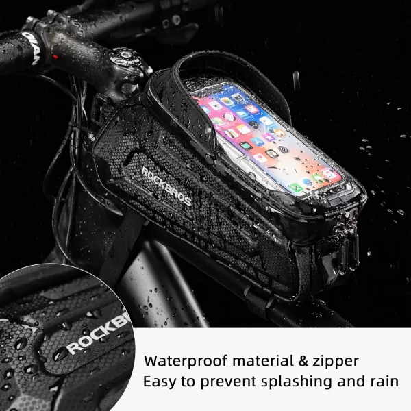 imageROCKBROS Bike Phone Bag Waterproof Bike Bag Phone Mount EVA Hard Shell Bike Pouch with Rain Cover Compatible with iPhone 141211 Pro XR XS Max Phones Below 68