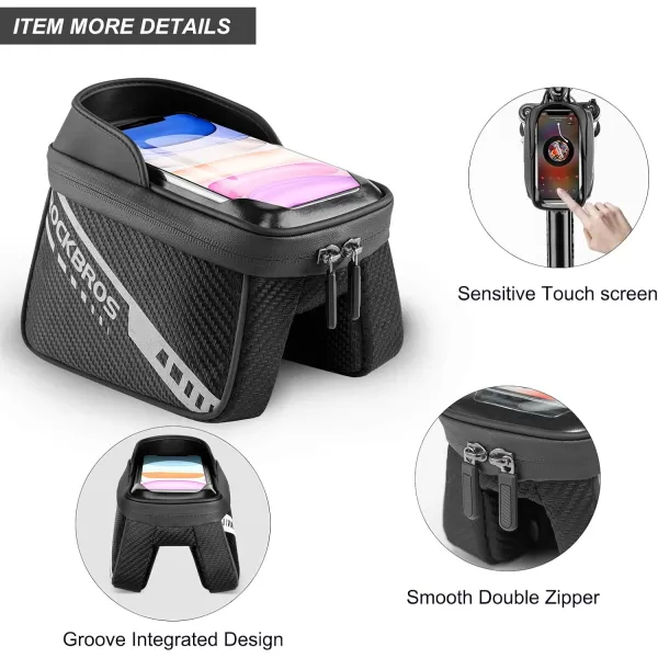 imageROCKBROS Bike Phone Front Frame Bag Top Tube Bike Bag Bicycle Handlebar Bag Cell Phone Holder Mount Bag Cycling Accessories Storage Pouch for Phone 11 12 Pro XS Max XR Below 72