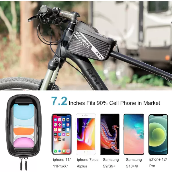 imageROCKBROS Bike Phone Front Frame Bag Top Tube Bike Bag Bicycle Handlebar Bag Cell Phone Holder Mount Bag Cycling Accessories Storage Pouch for Phone 11 12 Pro XS Max XR Below 72