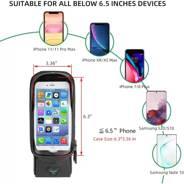 imageROCKBROS Bike Phone Mount Bag Waterproof Bike Phone Front Frame Bag Cell Phone Holder Bag for Bicycle Phone Bag Case compatible with iPhone X XS 7 8 Plus under 58quotblack 65