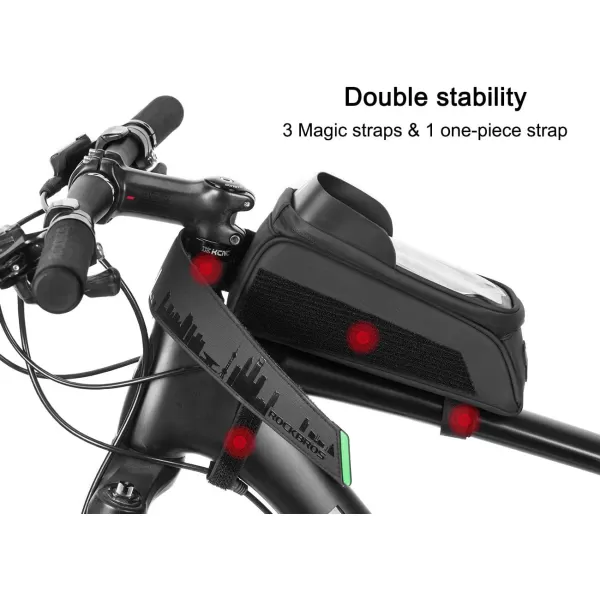 imageROCKBROS Bike Phone Mount Bag Waterproof Bike Phone Front Frame Bag Cell Phone Holder Bag for Bicycle Phone Bag Case compatible with iPhone X XS 7 8 Plus under 58quotblack 58