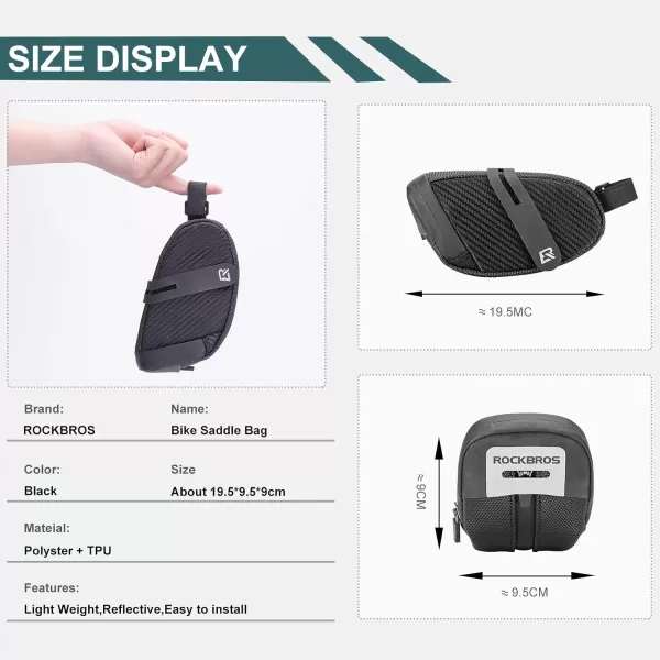 imageROCKBROS Bike Saddle Bag Bike Bag Under Seat Strapon Cycling Wedge Pack Bike Seat Storage Bag for Mountain Road Bikes 075L