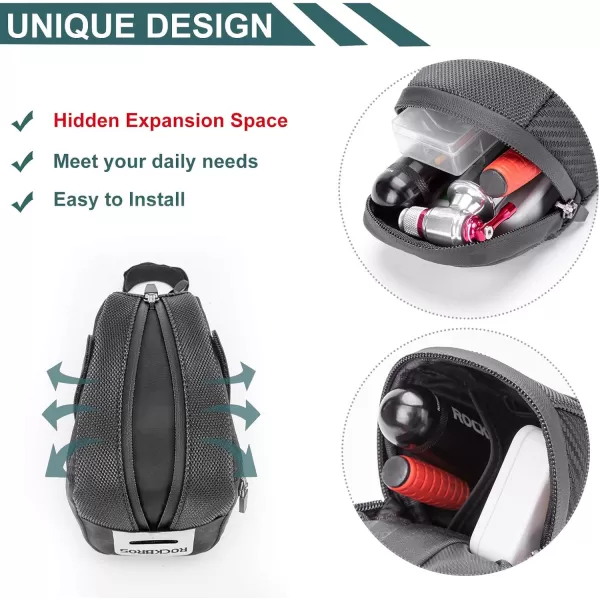 imageROCKBROS Bike Saddle Bag Bike Bag Under Seat Strapon Cycling Wedge Pack Bike Seat Storage Bag for Mountain Road Bikes 075L