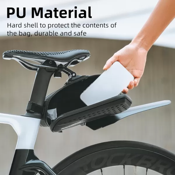 imageROCKBROS Bike Saddle Bag Bike Seat Bag with Mudguard Hard Bag Bicycle Shell 3D Saddle with Reflective Strip for Mountain Road Bikes