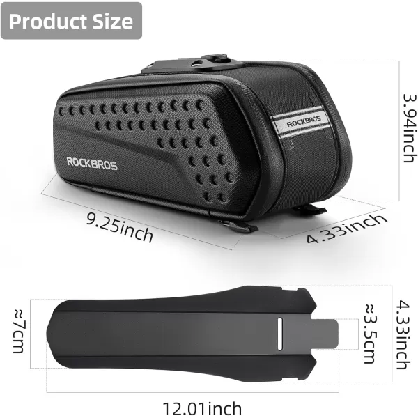 imageROCKBROS Bike Saddle Bag Bike Seat Bag with Mudguard Hard Bag Bicycle Shell 3D Saddle with Reflective Strip for Mountain Road Bikes