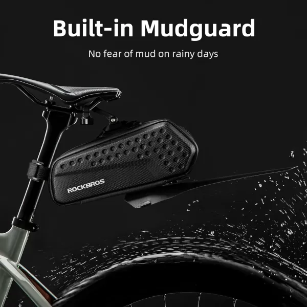 imageROCKBROS Bike Saddle Bag Bike Seat Bag with Mudguard Hard Bag Bicycle Shell 3D Saddle with Reflective Strip for Mountain Road Bikes