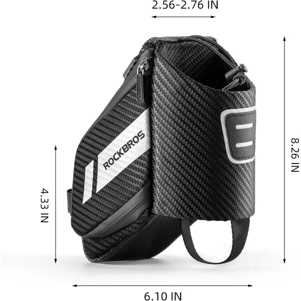 imageROCKBROS Bike Saddle Bag Bike Seat Bag with Water Bottle Holder Bicycle Bag Under Seat Waterproof for Road BikeBLACK1