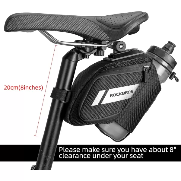 imageROCKBROS Bike Saddle Bag Bike Seat Bag with Water Bottle Holder Bicycle Bag Under Seat Waterproof for Road BikeBLACK1