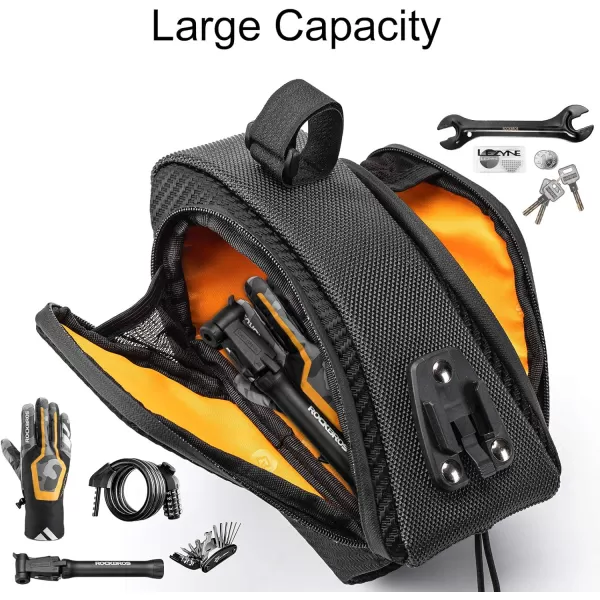 imageROCKBROS Bike Saddle Bag Bike Seat Bag with Water Bottle Holder Bicycle Bag Under Seat Waterproof for Road BikeBLACK1