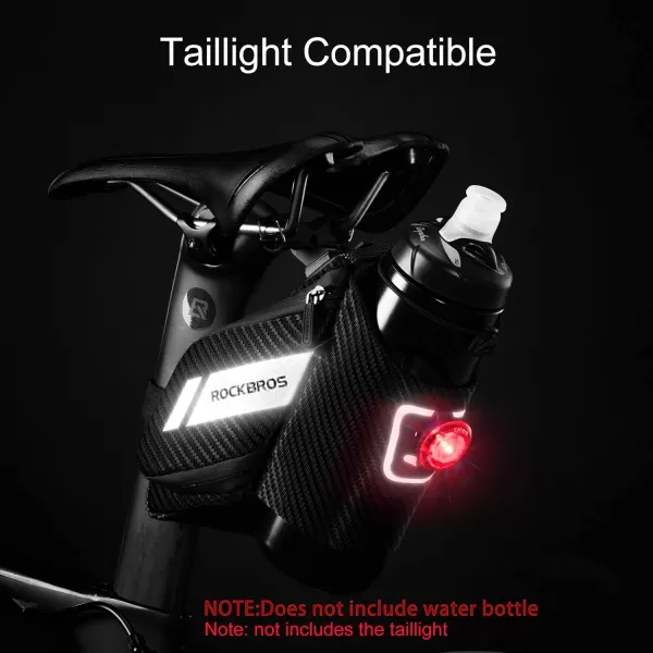 imageROCKBROS Bike Saddle Bag Bike Seat Bag with Water Bottle Holder Bicycle Bag Under Seat Waterproof for Road BikeBLACK1