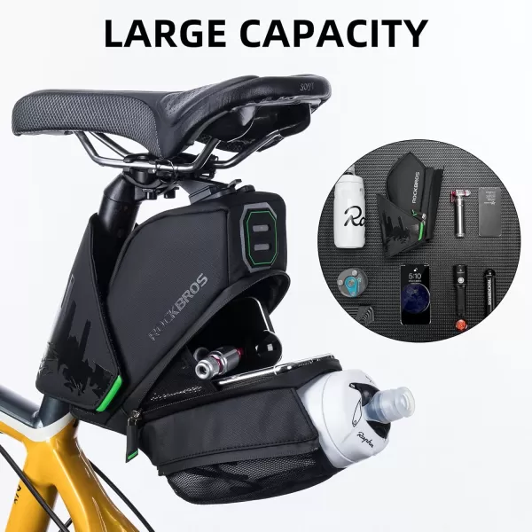 imageROCKBROS Bike Saddle Bag Bike Seat Bag with Water Bottle Holder Bicycle Bag Under Seat Waterproof for Road BikeBLACK2
