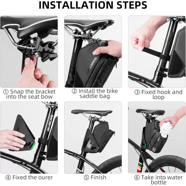 imageROCKBROS Bike Saddle Bag Bike Seat Bag with Water Bottle Holder Bicycle Bag Under Seat Waterproof for Road BikeBLACK2
